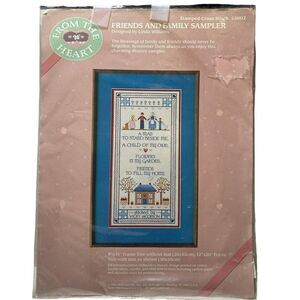 Dimensions Vtg 1986 Friends and Family Sampler Stamped Cross Stitch Kit #53002